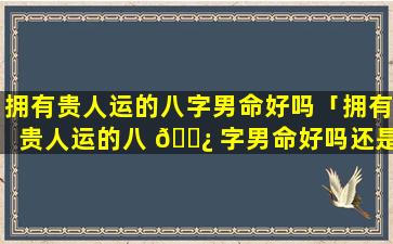 拥有贵人运的八字男命好吗「拥有贵人运的八 🌿 字男命好吗还是女命」